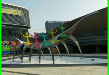 抽象扭秧歌銅雕廠家 彩繪人物銅雕 運(yùn)動員舞者銅像